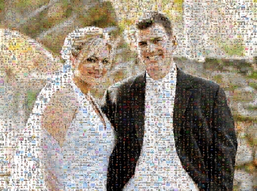 Mosaïque photo personnalisée - Cadeau de mariage unique pour votre maison