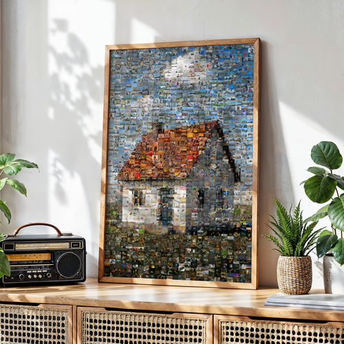Mosaïque photo de maison: créez une image composée de nombreuses photos de chantier