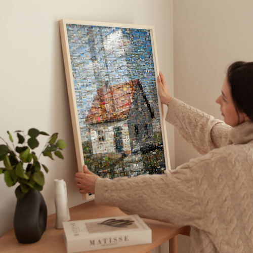 Mosaïque photo de maison: créez une image composée de nombreuses photos de chantier