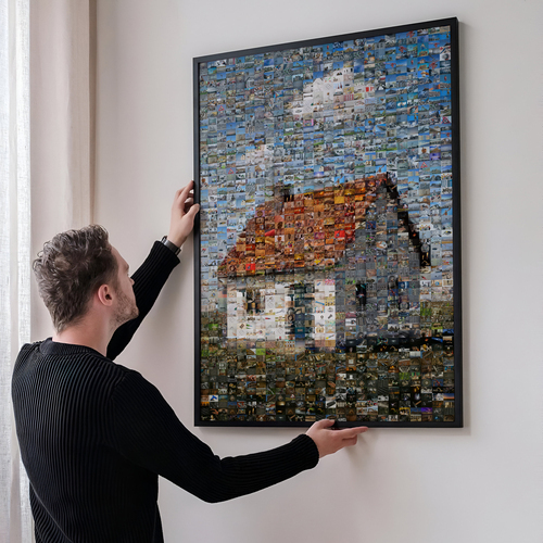 Mosaïque photo de maison: créez une image composée de nombreuses photos de chantier